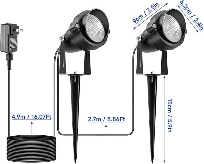 Halloween Spotlights with Timer, Yard Spot Lights Outdoor RGBW Colored 10W Landscape Lights IP65 Waterproof Uplights Metal Case Spiked Stand for Garden Yard Lawn Pathway Porch (2 Lights)