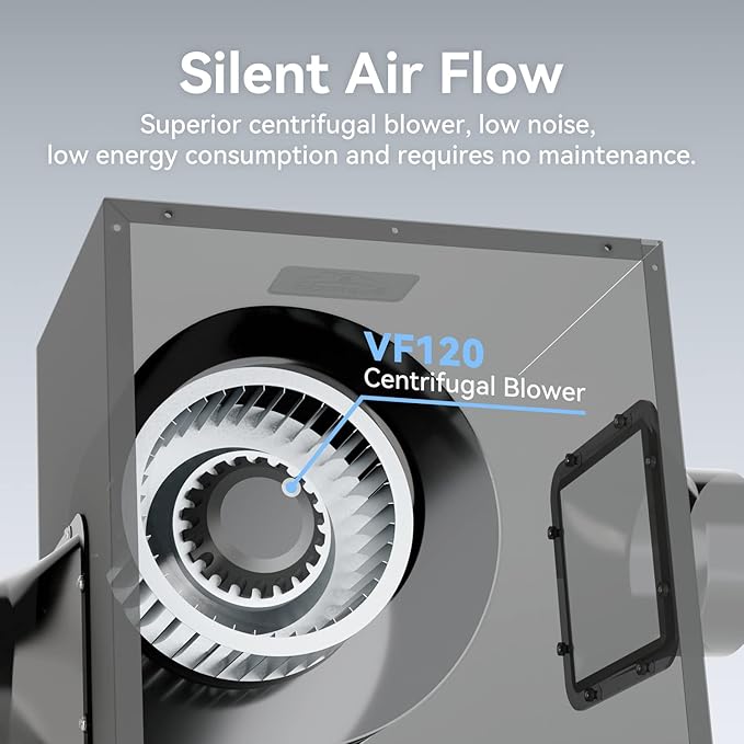 170CFM Ultra Quiet In Line Fan, Remote Mount Exhaust Ventilation Fan for Bathroom, Kitchen, Garage and Residential Applications, Black