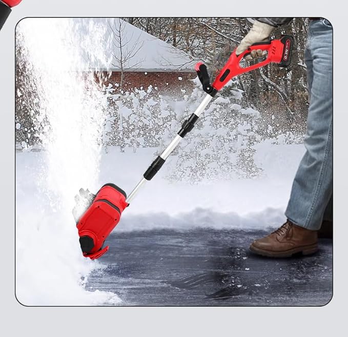 Cordless Snow Shovel, 21V | 12-Inch | 4-Ah Cordless Snow Blower, Foldable Electric Battery Powered Snow Removal Machine, 20ft Throwing Distance, Plows 300lbs/min (2 Battery & Quick Charger Included)