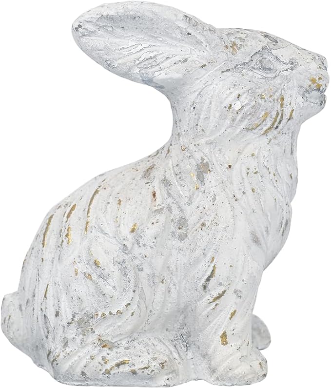 All Chic Bunny Decor Garden Statue White Rabbit Cement Rabbit Statue for Home Garden Indoor Outdoor Statues for Yard,Front Yard Decor,Easter Rabbit Figurines(White)