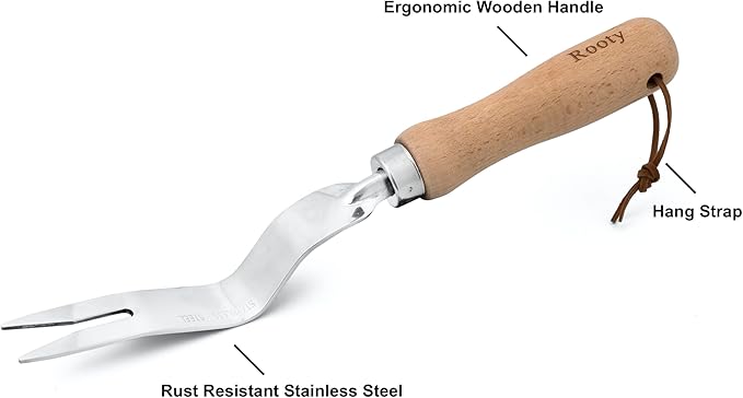 Rooty Gardening Dandelion Weeder Tool with Stainless Steel, Wooden Handle,Easy for Garden Weeding Removal,Weed Puller/Rust Resisitant
