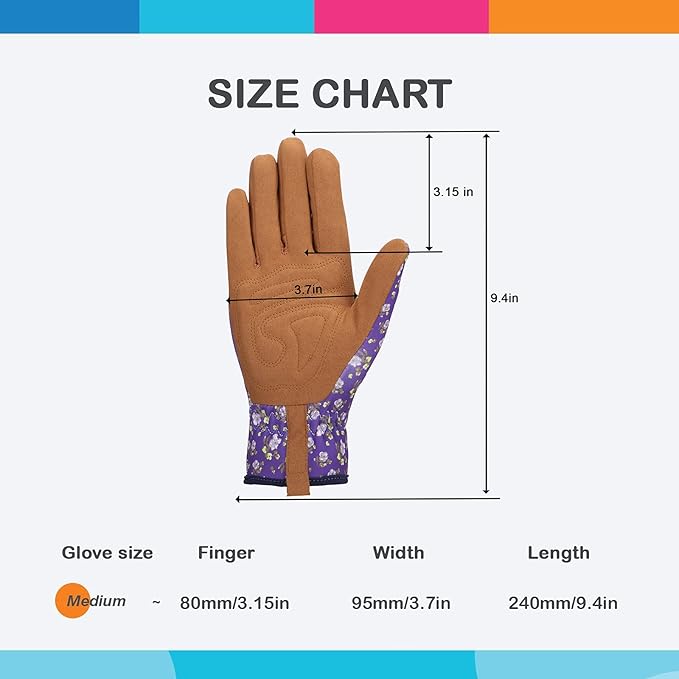 Bamllum Leather Gardening Gloves for Women - Working Gloves for Weeding, Digging, Planting, Raking and Pruning