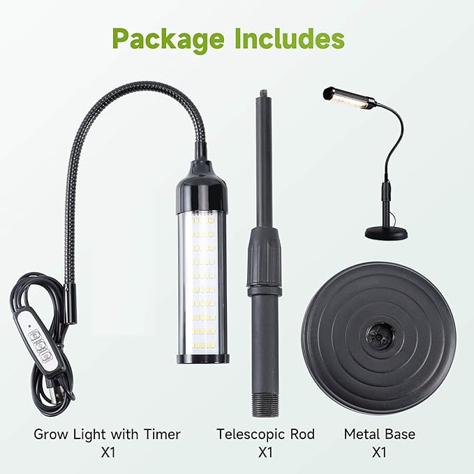 Grow Lights for Indoor Plants Desk LED Grow Light with Base Full Spectrum 50 LEDs Warm White for Indoor Plant Growing Lamp, Adjustable Gooseneck, Suitable Plants Growth (Without USB Plug)