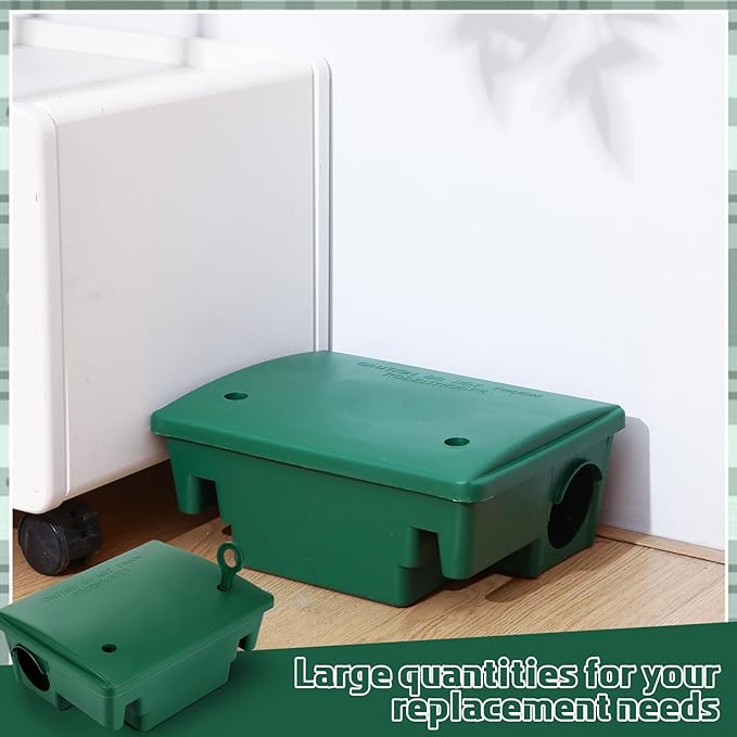 Qualirey 12 Packs Rat Bait Station Box Outdoor Rodent Rat Traps with Key Mouse Bait Station Indoor Mice Box for Outdoor Use Keeping Pets and Children Safe (Green)