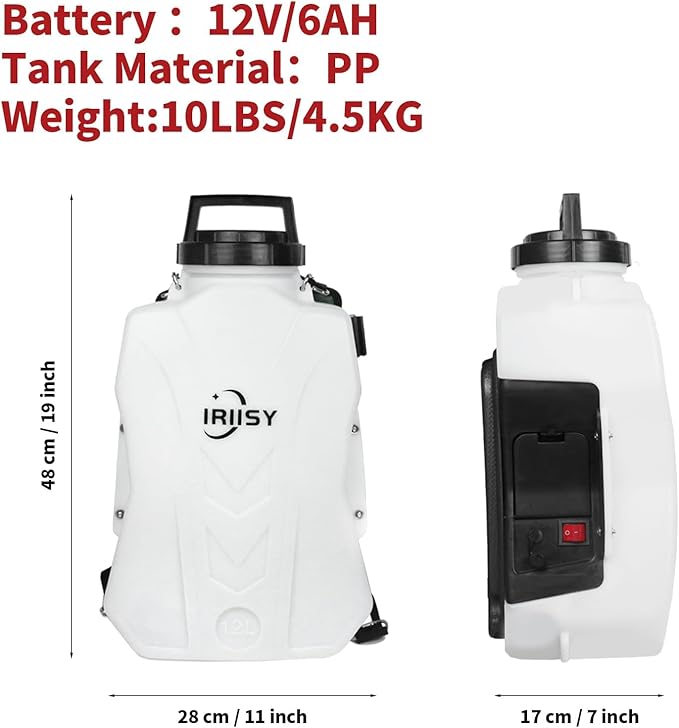 Battery Powered Backpack Sprayer, 3.2 Gallon Electric Garden Pump Sprayer with Lithium Battery, Lawn Sprayer with 6 Nozzles and 3 Wands High-Pressure Spray Hose for Weeding Spraying Cleaning