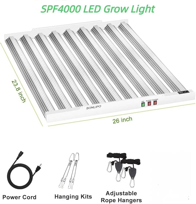 2024 New SPF4000 400W LED Grow Light 5x5ft Coverage with New Diodes & IR Lights Full Spectrum Veg Bloom Growing Lamps for Indoor Plants Seeding Flower Led Plant Light Fixture