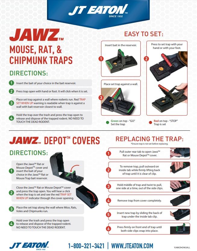 JT Eaton Jawz Depot 408BULK Bulk Mouse Snap Trap Covers, Compatible with Most Glue Traps, Pack of 6, Reusable and Discreet