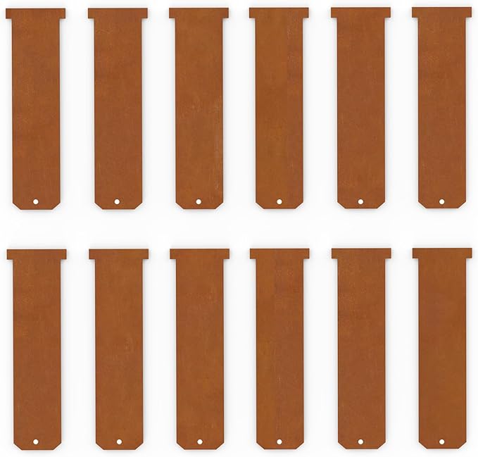 12 Pack Straight Clips 5.62 inch Tall for 6 & 8 inch Ganeekiron Cor Ten Steel Edging, Rustic