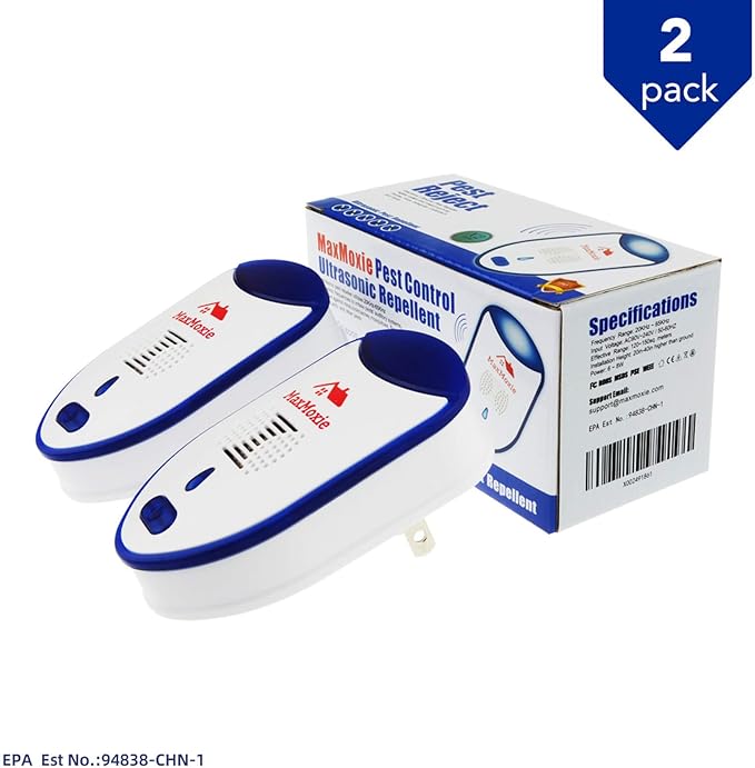 Ultrasonic Pest Repeller Humane Mice Control Electronic Insect Repellent Reject Rodent Bed Bug Spider Rat Defender Home Animal Plug in 2 Pack