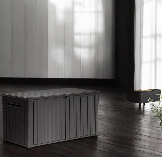Outdoor Storage Box with Lockable Lid - Weather-Resistant and Stylish (Graphite Grey, 170)