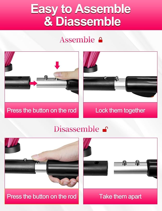 HEEYA 12.6 Inch Large Brush Head with Ice Scraper, Extendable Car Scraper Snow Brush for Car Window Windshield, Portable Snow Scraper for SUV Truck Vehicle Automobile - Pink