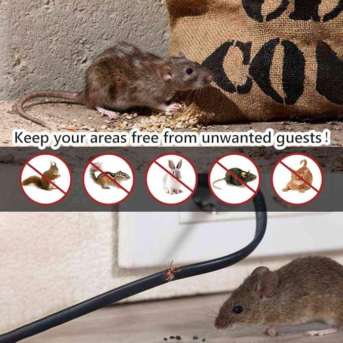 Rodent Repellent Battery Operated Ultrasonic Mouse Repeller for Car Engines Squirrel Pest Repeller Under Hood Mice Deterrent for House Garage Attic Indoor 2 Pack