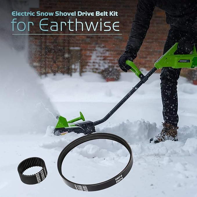 Electric Snow Shovel Drive Belt for Earthwise Snow Blower SN70016 SN74014, Snow Remover Belt Kit Includes Auger Drive Belt & Motor Toothed Belt Snow Blower Replacement Parts