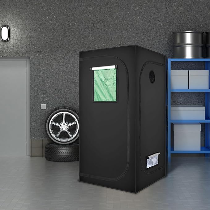 Outvita 3x3 Grow Tent, 36"x36"x72" High Reflective Mylar Hydroponic Plant Growing Room with Removable Floor Tray & Observation Window for Indoor Plant Flower Herb