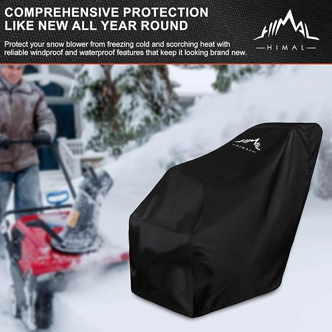 Himal Outdoors Snow Blower Cover-600D Heavy Duty Polyester,Waterproof,UV Protection,Universal Size for Most Electric Two Stage Snow Blowers 47" L x 32" W x 40" H (L)