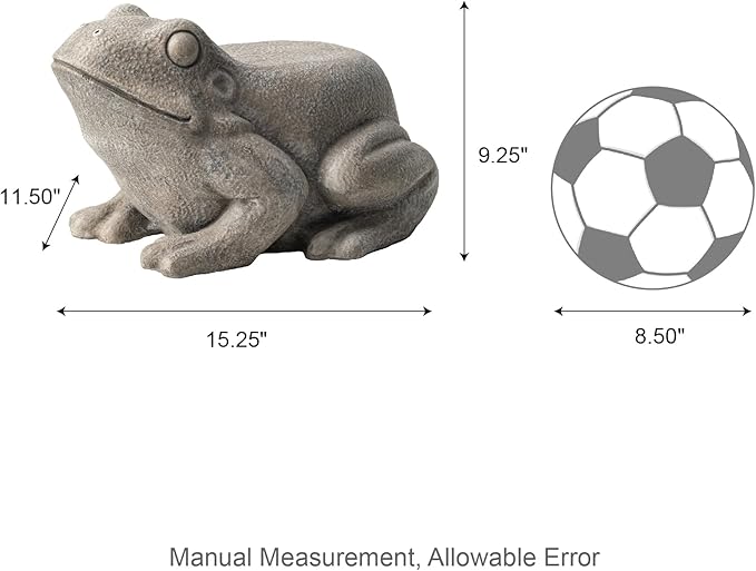 Glitzhome MGO Frog Garden Statue or Planter Stand Indoor and Outdoor Decoration, 15.25" L