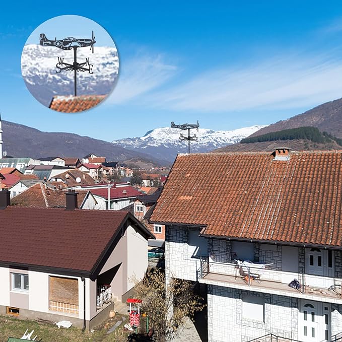 SUPERDANT Weathervane Fighter Ornament Wind Vane Weathercock Metal Weather Vane for Garden Decor Farmhouse Decorative Outdoor Garden Wind Measuring Tool