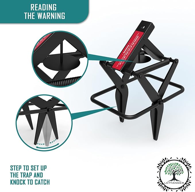 Mole Traps, Black Galvanized Steel Scissor Trap, Reusable Mole Gopher Traps, Mole Killer, Galvanized Steel Mole Scissor Trap, Ground Mole Trap for Lawns, 2 Pcs (Black)