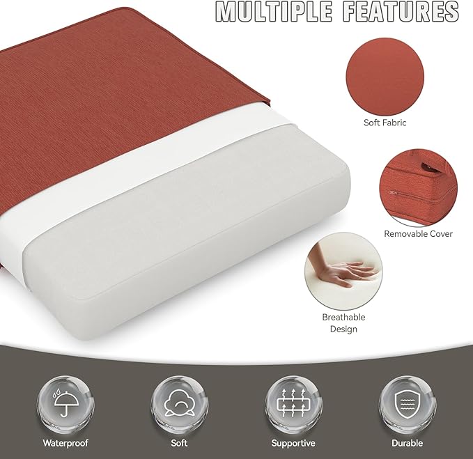 Outdoor Chair Cushions 23" x 24" x 4", Patio Deep Seat Replacement Cushions Set with Zippered Removable Cover, Weather-Resistant Olefin Fabric for Garden Chair Sofa Couch, Set of 3, Red