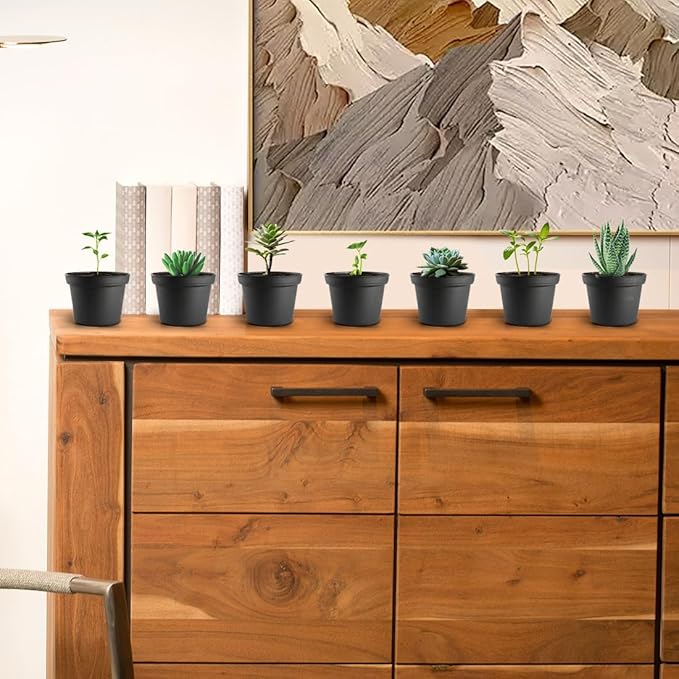 60 Pack 3 Inch Black Nursery Pots - Plastic Seedling, Seed Starter, Germination Pots with Drainage for Plants, Succulents, Flowers, Transplanting Gardening Gifts