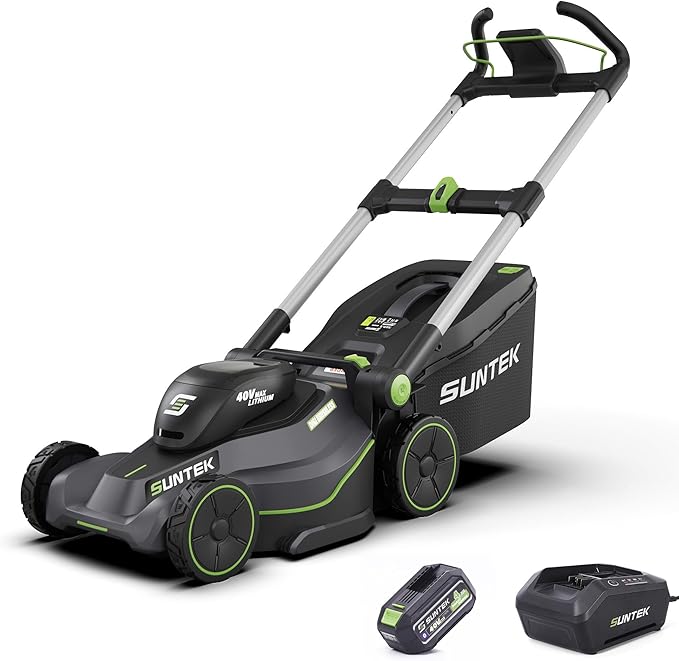 SUNTEK 40V 18-Inch Cordless Electric Lawn Mower, Digi-Brushless Walk-Behind Lawn Mowers, 4.0Ah Lithium-ion Battery and Rapid Charger Included, APP Compatible, SLM4417A