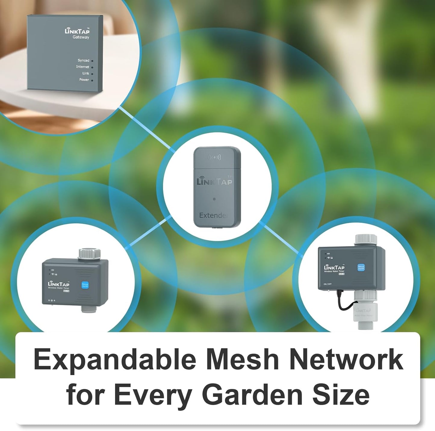 LinkTap G1S Wireless Water Timer & Gateway - Smart Sprinkler Timer with App, Remote Irrigation for Garden, Weather Aware, Greater Range than WiFi, Manual Control & Digital Lockout, 2 Year Battery Life
