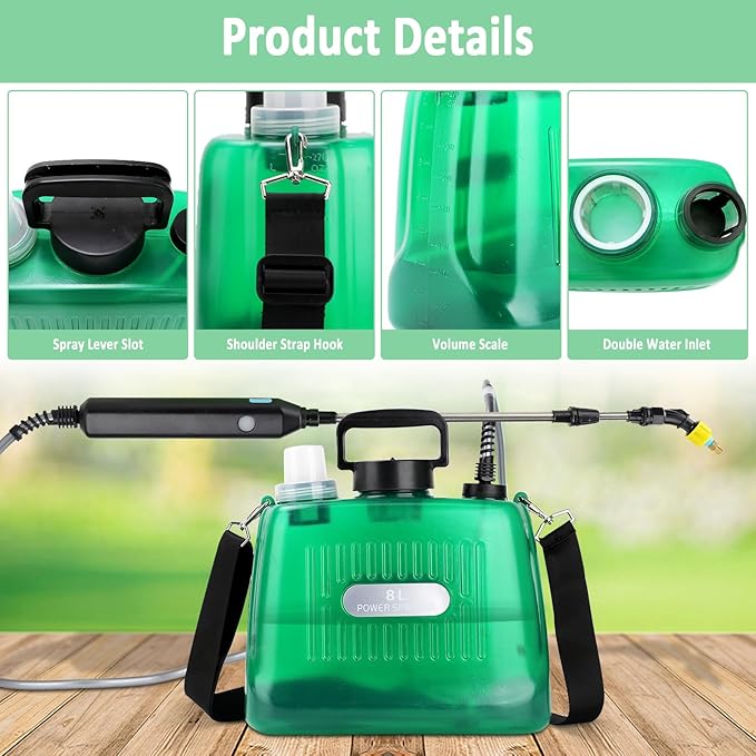 Battery Powered Sprayer, 2 Gallon Electric Sprayers in Lawn and Garden Sprayer Pump Sprayer Outdoor Battery Operated Sprayer for Lawn & Garden