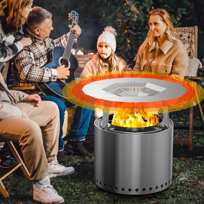 BBQ-PLUS One-Piece Heat Deflector Replacement for Solo Stove Ranger 15" Fire Pit, Stainless Steel Heat Diffuser Accessories with 3 Support Leg for Most 15 inches Outdoor/Indoor Backyard Fire Pit