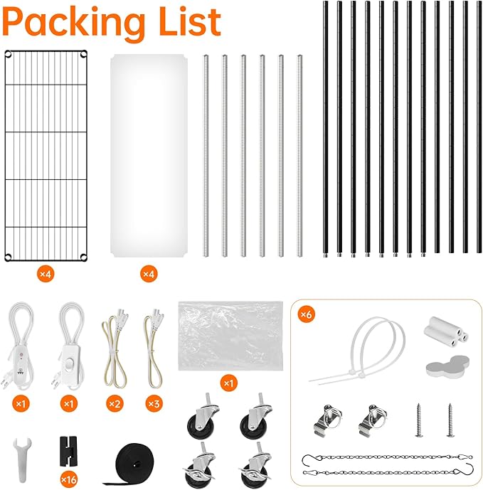 Indoor Greenhouse with Grow Light, Tall Green house with 6 Pack T5 Full Spectrum Plant Lights with Timer, Plant Shelf with Tent for Indoor Plant, Seed Starting, Seed Tray, 35.4"x13.8"x70.8"
