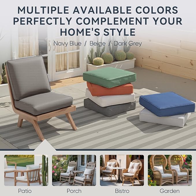 10-Piece Outdoor Patio Cushion Set - Fade & Water Resistant with Removable Olefin Cover, 22x24x4 Inch Memory Foam Cushions for Wicker Sectional Sofa – Grey/Regular