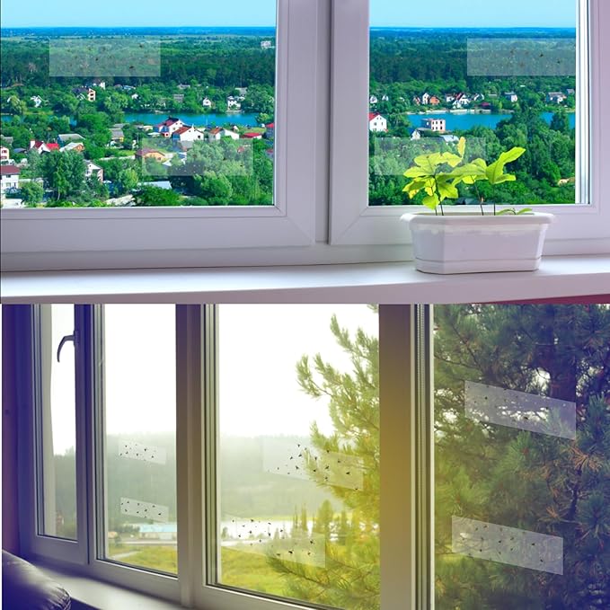 Mosqueda Window Fly Trap Indoor 30 Pack Sticky Fly Traps for Indoors, Fly Catchers for Inside Home, Waterproof & No Harm Adhesive Sticky Paper Trap for Mosquitos Bugs Housefy Fruit Fly Flying Gnats