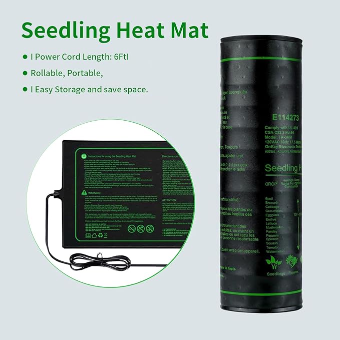 Upgrade Version 4PK Seedling Heat Mat with ETL Listed,Warm Hydroponic Heating Pad for Seed Starting,Indoor Gardening,Brewing and Greenhouses,Durable Waterproof Black Plant Heat Mat