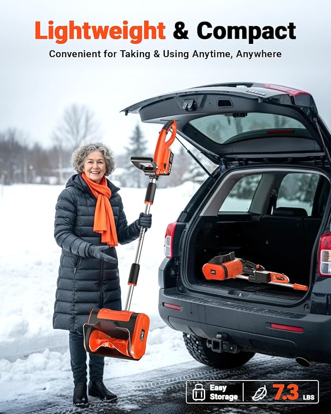 VOLTASK Cordless Snow Shovel - 24V | 11-Inch | 4-Ah Cordless Snow Blower, Battery Snow Blower with Adjustable Front Handle (4-Ah Battery & Quick Charger Included)