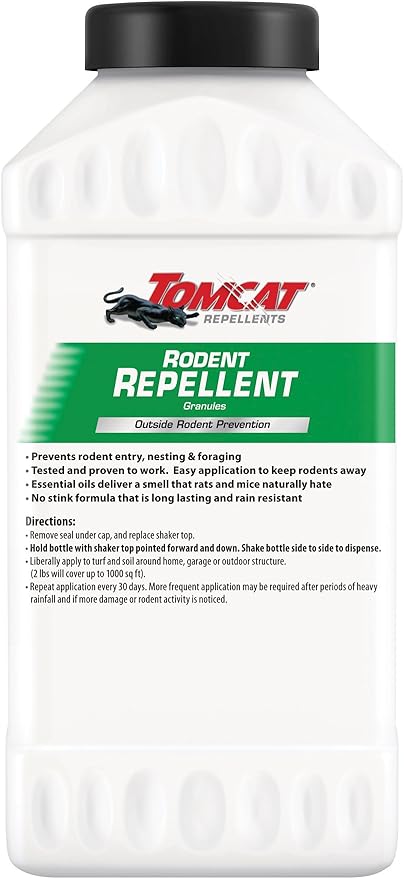 Tomcat Repellents Rodent Repellent Granules, For Outdoor Mouse and Rat Prevention, 2 lb.