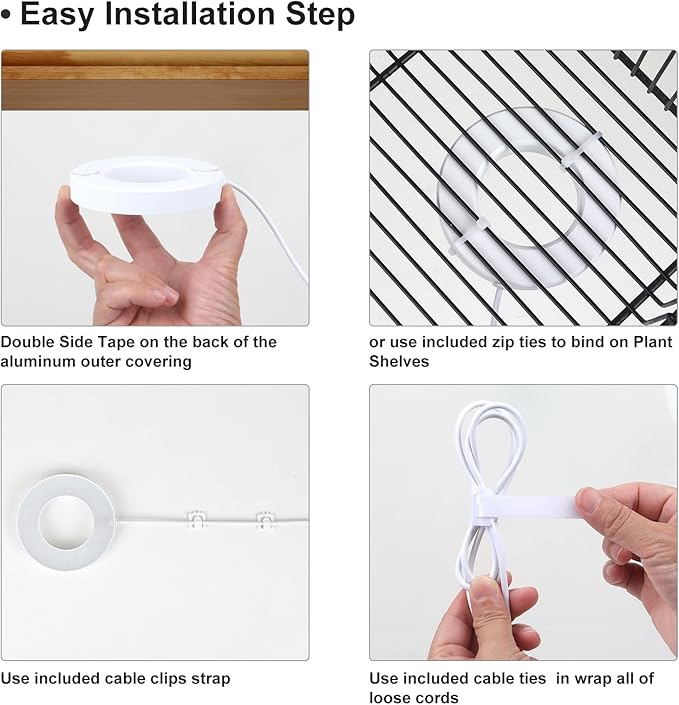 Grow Light for Indoor Plants, 96 LEDs Full Spectrum Halo Plant Light with Auto On/Off Timer (4/8/12H), 10-Level Dimmable, 3 Lighting Modes for Small Plants, Succulents (White, Dual Head)