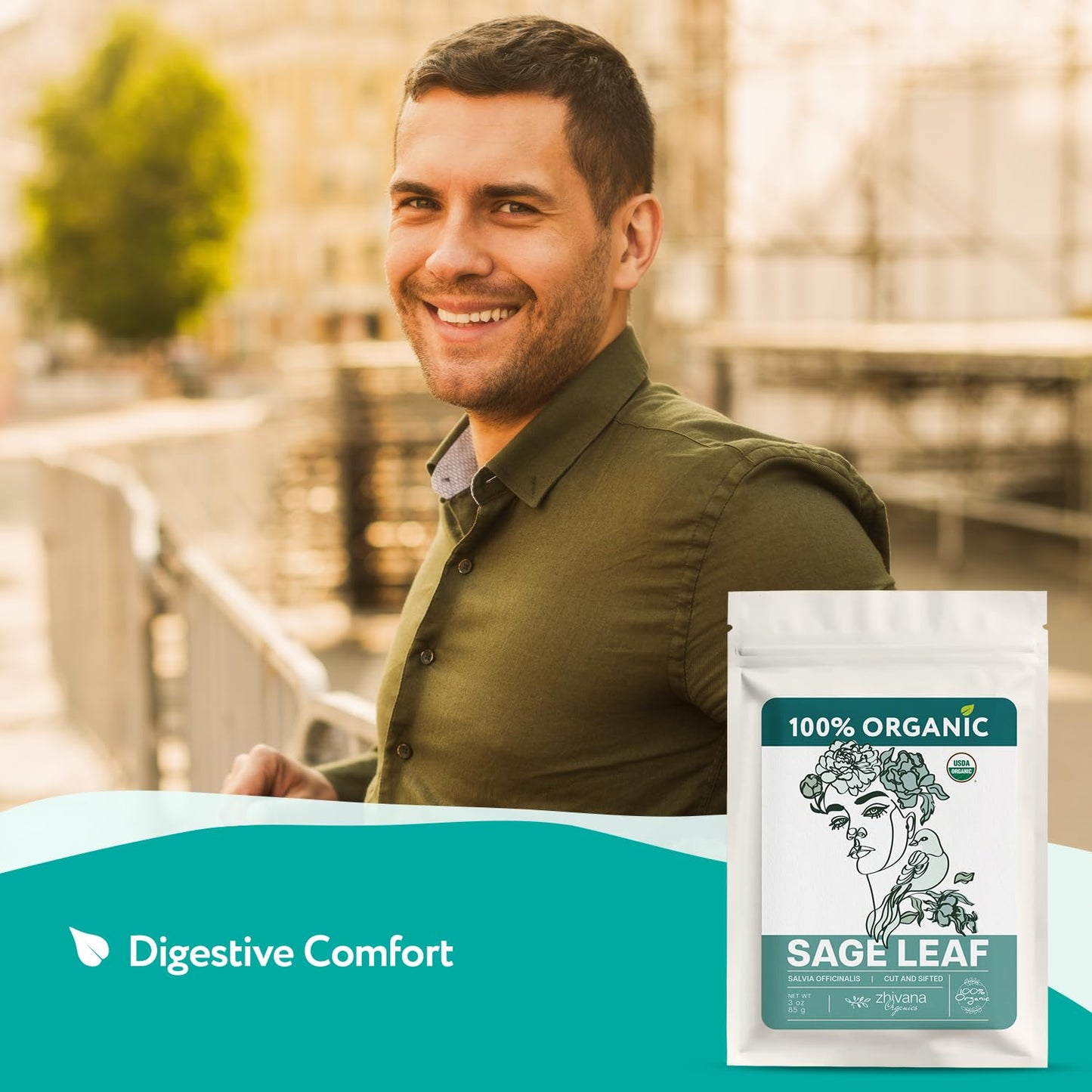 Organic Sage Leaf (4 oz.) (Salvia officinalis) β Loose Dried Leaves β Edible Grade for Tea, Seasoning & Herbal Uses