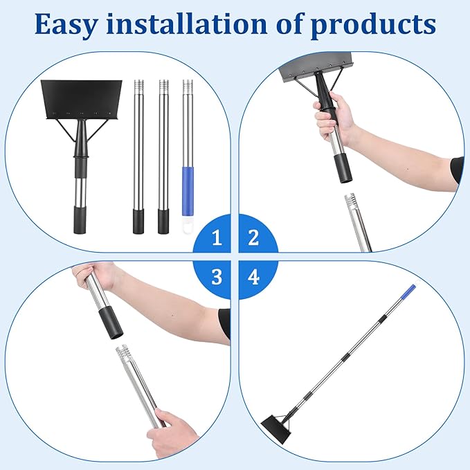Garden Flat Shovel,Heavy Duty Weeding Tools Gardening,57 Inch Multifunctional Garden Cleaning Shovels, Floor Scrapers Long Handle,Metal Weeding Scraper for Lawn Edging, Ice Scraper, Snow Shovel