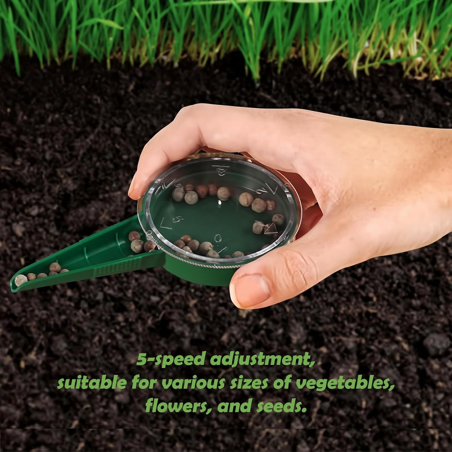 5 Piece Seed Spreader Set, 2025 Upgraded Seed Dispenser Set, 12-Hole Digger Seed Planter Tool for Lawn Garden Farm Yard