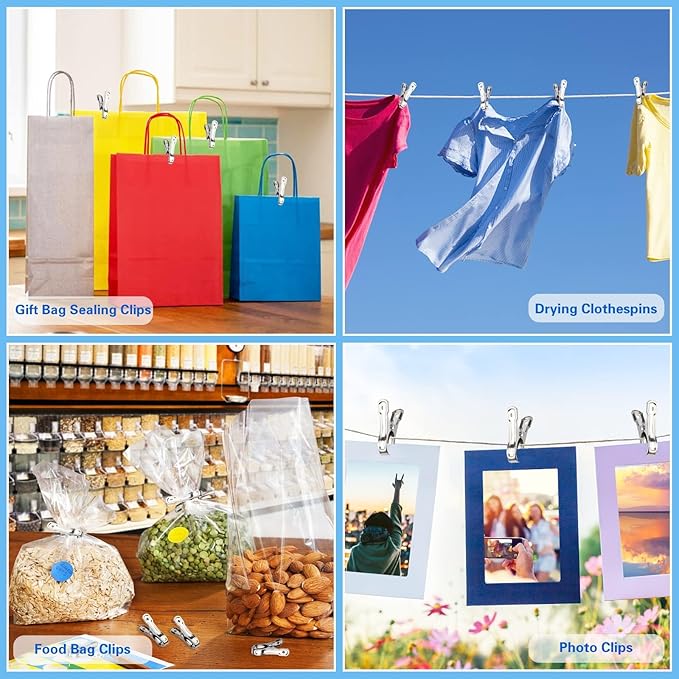 JULMELON Garden Clips, 100 PCS Stainless Steel Greenhouse Clamps Heavy Duty Greenhouse Clips Hoops with Large Open Strong Grip for Shade Cloth