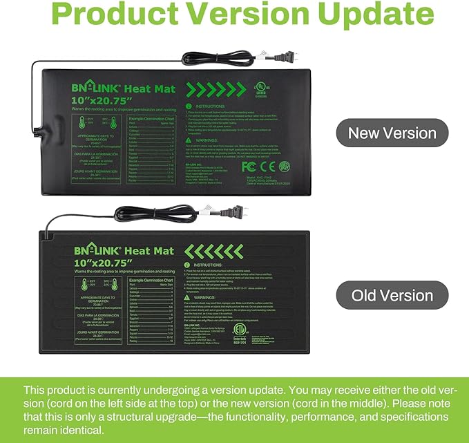 BN-LINK Seedling Heat Mat with Thermostat Controller Combo Set, 10" x 20.75" Plant Heating Mat for Seed Starting with Temperature Control for Indoor Growing, Plants Germination