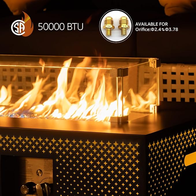 NICESOUL 42'' Propane/Natural Gas Fire Pit Table, Rectangle Firepits with Tank Table, 50000 BTU Modern Outdoor Fireplace with LED Lights for Outside Patio Backyard Deck Porch, CSA Certified, Dark Gray