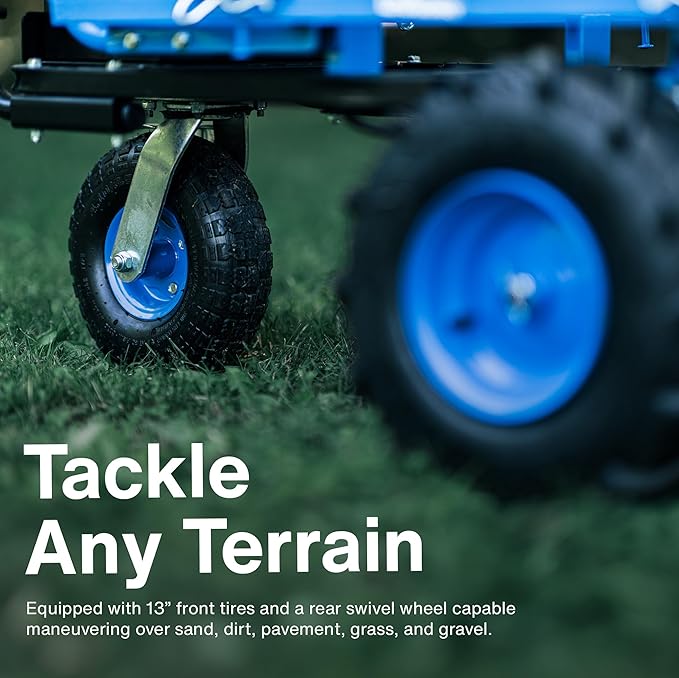 Landworks AGM Electric Utility Cart - 500W Lead-Acid Battery-Powered Power Wagon, 500 lbs Load Capacity & 1000 lbs Towing, Heavy-Duty Motorized for Garage, Warehouse, and Outdoor Use