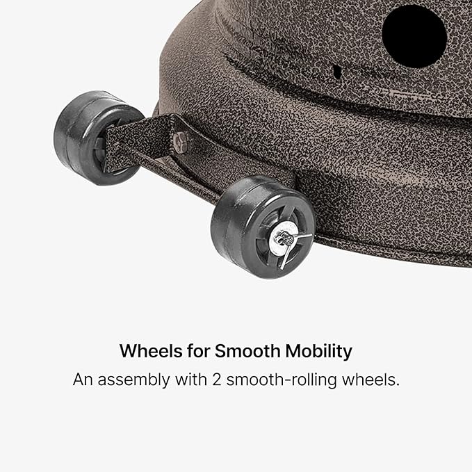 Outdoor Natural Gas Patio Heater, 45,000 BTU, XL-Series, Propane Heater, Anti-Tilt Safety Shut-Off, Portable Heater, Includes Drink Table & Wheels, Residential & Commercial Matte Mocha 89" Tall