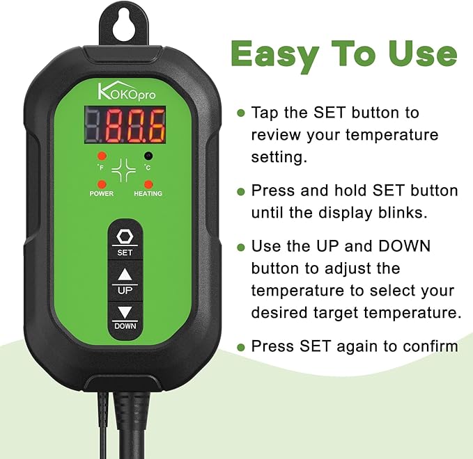 10"x 20" Seedling Heat Mat and Digital Thermostat Combo Set - KOKOPRO Warm Hydroponic Heating Pad for Seed Germination Indoor Gardening Greenhouse for Reptiles Seedlings Incubation Fermentation