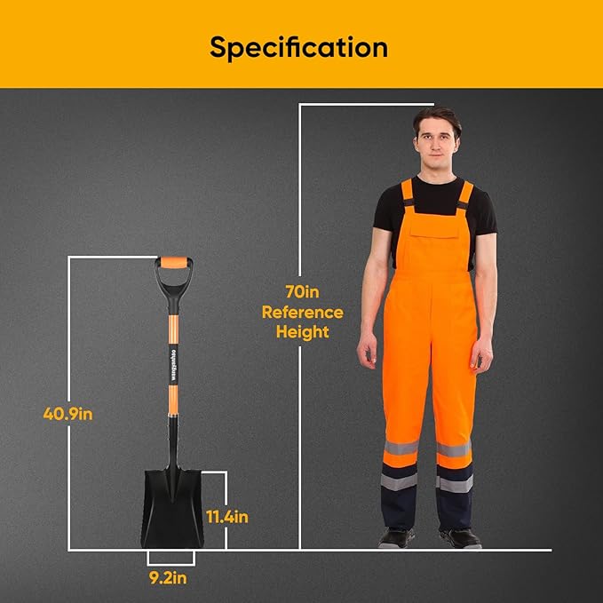 Flat Shovel,Heavy Duty Transfer Shovel with 41-Inch Long Durable Handle and Blade- Ideal for Construction, Landscaping, Gardening, and Snow Removal- Durable, Rust-Resistant, and Multipurpose Scoop.