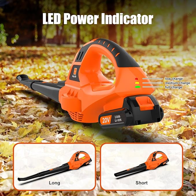 Cordless Leaf Blower,21V Handheld Electric Leaf Blower with 2 x 2.0Ah Battery & Charger, Lightweight Battery Powered Leaf Blower for Lawn Care, Patio, Yard, Sidewalk,Snow Blowing