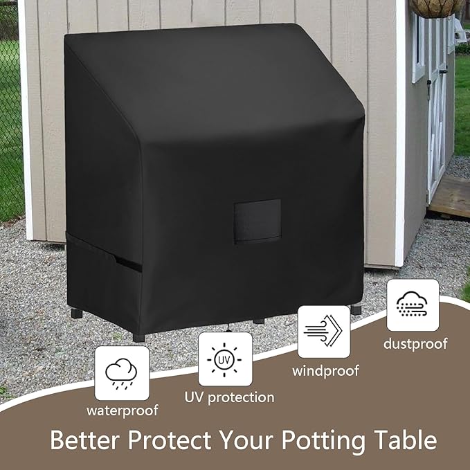 FLYMEI Outdoor Garden Potting Bench Table Cover, Waterproof Windproof Protective Cover for Outdoor Cabinet/Potting Benches for Outside/Garden Table for Planting, 47" x 20" x 47"