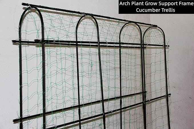 Cucumber Trellis for Raised Beds 70.8" L x 11.8" W x 70.8" H, Garden Trellis for Climbing Plants Outdoor, Black U-Shaped Large Metal+PE Coated Grow Support for Vines, Vegetables