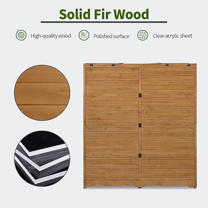 Macrout Wooden Walk-in Greenhouse with Acrylic Panels, Large Greenhouse Outdoor with Openable Roof Vents with Lockable Door, G976