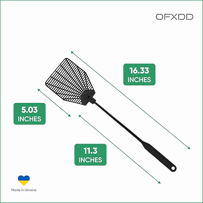 Rubber Fly Swatter, Long Fly Swatter pack, Fly Swatter Heavy Duty (10 Pcs, Black)